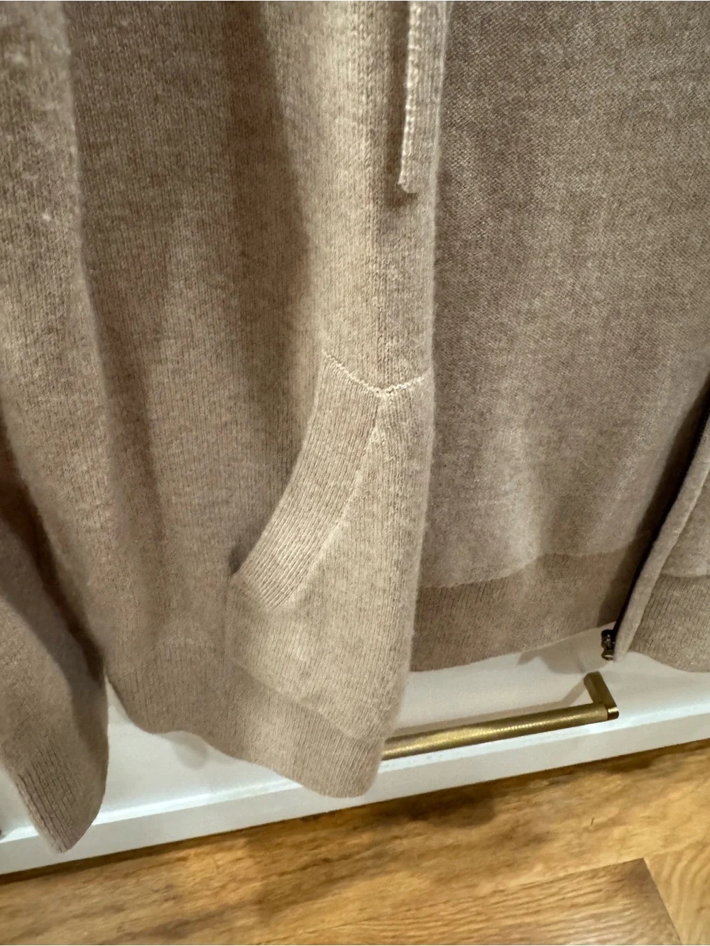 J. Crew Beige Hooded Cashmere Zip Cardigan Sweater